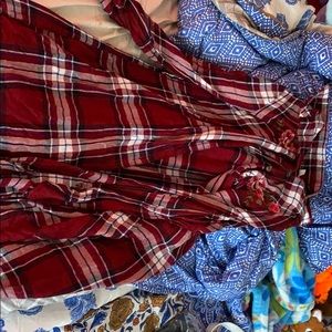 Red Floral Button Down Dress